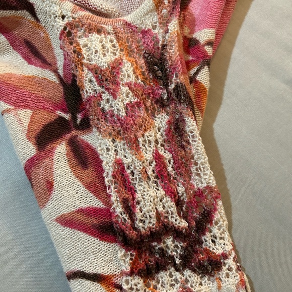 Chico’s Blouse Size 1M Floral Multicolor Knit Blend Cotton - Picture 7 of 8